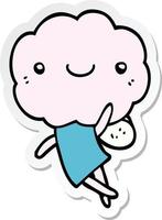 sticker of a cute cloud head creature vector