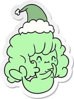 christmas sticker cartoon of kawaii ghost vector