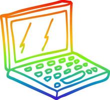 rainbow gradient line drawing cartoon laptop computer vector