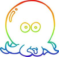 rainbow gradient line drawing cartoon octopus vector