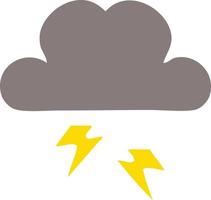 flat color retro cartoon storm cloud vector