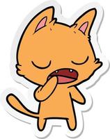 sticker of a talking cat cartoon vector