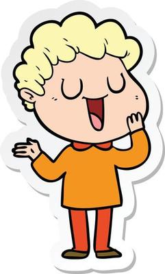 sticker of a laughing cartoon man