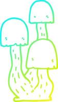 cold gradient line drawing cartoon mushroom vector