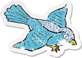 retro distressed sticker of a cartoon flying bird vector