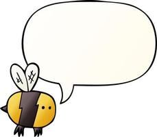 cartoon bee and speech bubble in smooth gradient style vector