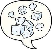 cartoon ice cubes and speech bubble vector