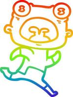 rainbow gradient line drawing cartoon weird alien running away vector