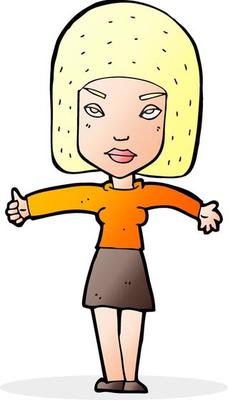 cartoon woman giving thumbs up symbol