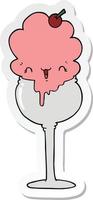sticker of a cute cartoon ice cream desert vector