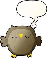 cartoon owl and speech bubble in smooth gradient style vector