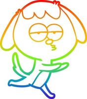 rainbow gradient line drawing cartoon bored dog running vector