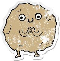 distressed sticker of a cartoon rock character vector