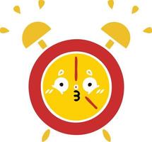 flat color retro cartoon alarm clock vector