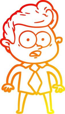 warm gradient line drawing cartoon staring man