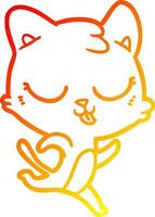 warm gradient line drawing cartoon cat running vector