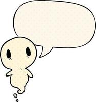 cute cartoon ghost and speech bubble in comic book style vector