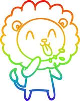 rainbow gradient line drawing happy cartoon lion vector