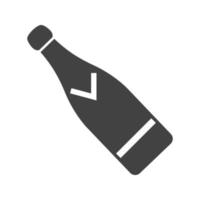 botella de champán glifo icono negro vector