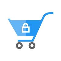 Locked Cart Flat Multicolor Icon vector