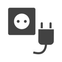 Plug and Socket Glyph Black Icon vector