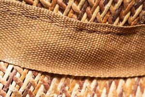 Textured linen or cotton burlap with binding brown fibres. Rough burlap sack texture. Weave woven sackcloth with natural fiber close up. Rustic vintage view. simple fabric texture for background photo