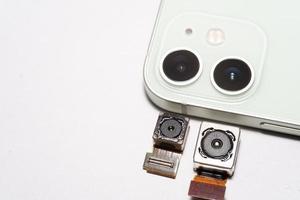 Módulos de cámara utilizados en teléfonos móviles. Desarrollo de cámaras móviles. parte de la lente de la cámara digital. sensor y tecnología smartphone nuevas cámaras de alta resolución foto