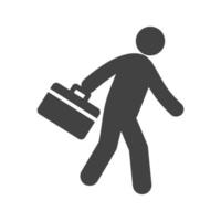 Running with Briefcase Glyph Black Icon vector