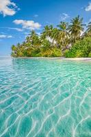 Tropical resort hotel beach paradise. Amazing nature, coast, shore. Summer vacation, travel adventure. Luxury holiday landscape, stunning ocean lagoon, blue sky palm trees. relax idyllic inspire beach photo