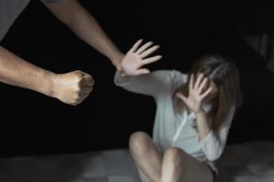 Images of men violently abusing their women, women victims of domestic violence and harassment. anti-domestic violence concept photo