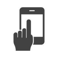 Using Cell Phone Glyph Black Icon vector