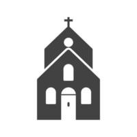 edificio de la iglesia i glifo icono negro vector