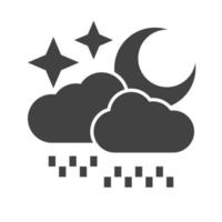 Rainy cloud with moon Glyph Black Icon vector