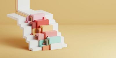 3D Step up concept. Stair up concept for infographic background. 3d rendering photo
