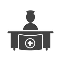 icono de glifo de recepción de hospital negro vector