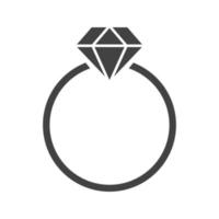 Diamond ring Glyph Black Icon vector