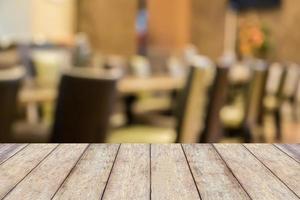 Blur restaurant table with seat abstract background photo