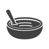 icono de glifo de arroz con leche negro vector