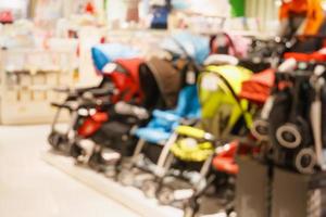 Baby Stroller show in shop department store blur for background photo