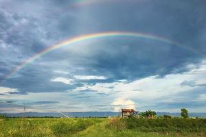 rainbow in the sky over agriculture field photo