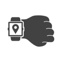 Location on Watch Glyph Black Icon vector