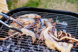 Grilled river shrimps photo