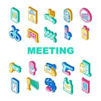 Protests Meeting Event Collection Icons Set Vector