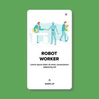 Robot Worker Handshake Boss Cyber Employee Vector