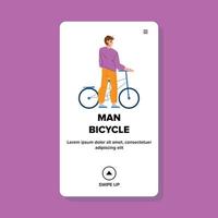 Man Bicycle Traveling And Enjoying Nature Vector