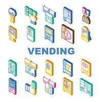 Vending Machine Sale Equipment Icons Set Vector