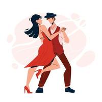 Salsa Dancing Performing Dancers Couple Vector Illustration