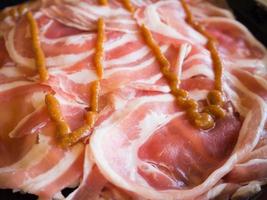 Sukiyaki or Shabu shabu Fresh pork slices photo