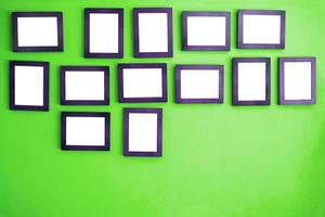 Photo frames on the colorful wall