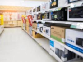 blur electronics store aisle background photo